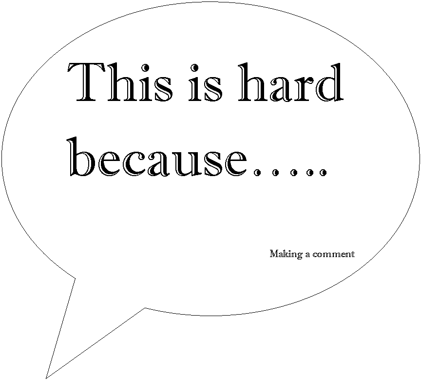 Oval Callout: This is hard because�..


                                Making a comment
